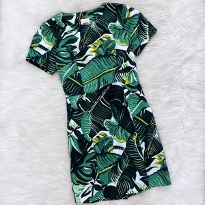 green emerald velvet dress Green Palm Leaf Print Maxi Dress - Vacation Dresses main image 1